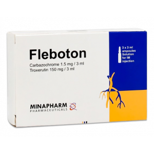 FLEBOTON ( CARBAZOCHROM 1.5 MG + TROXERUTIN 150 MG ) FOR IM INJECTION 3 AMPOULES X 3 ML